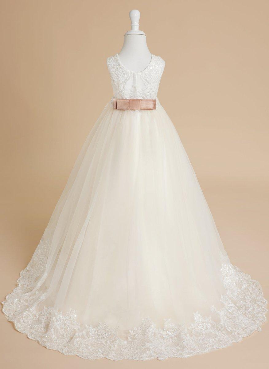 NumberSea - Ball - Gown/Princess Tulle Sweep Train Ivory Flower Girl Dress