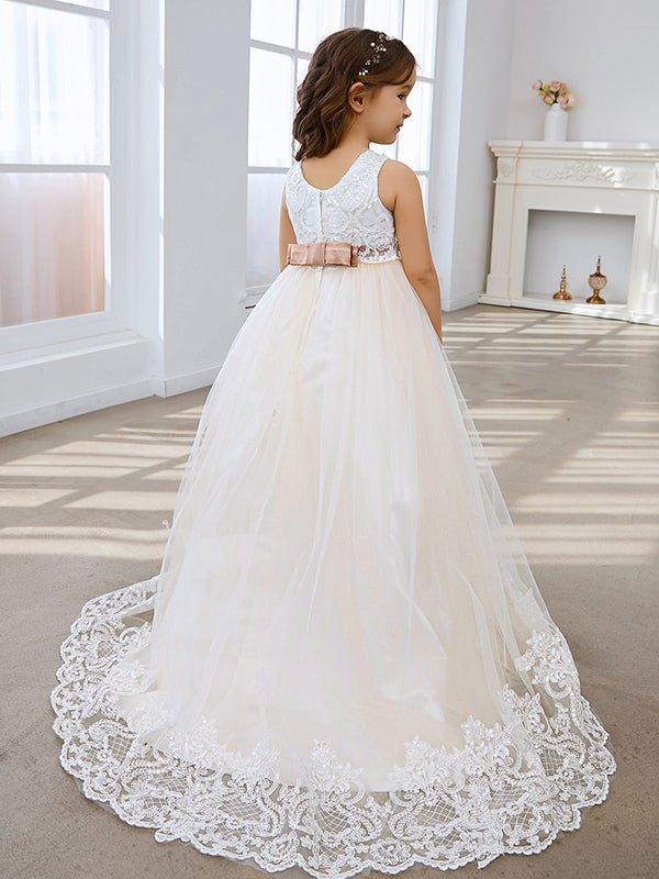 NumberSea - Ball - Gown/Princess Tulle Sweep Train Ivory Flower Girl Dress