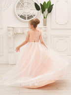 NumberSea - Ball - Gown/Princess Tulle Sweep Train Pink Flower Girl Dress