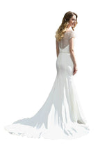 Bateau-Kurzarmfigur-Meerjungfrau-Brautkleid Satin Brautkleid Sweep/Trump Zug