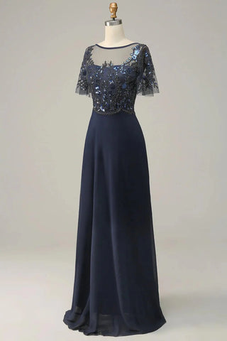 Kleid für die Brautmutter mit Applikationen und Pailletten