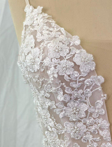 Strand A-Linie Camisole V-Ausschnitt Ärmellos Hofschleppe Tüll Brautkleider Brautkleider