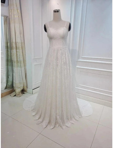 Strand Boho Brautkleider Kapelle Zug A-Linie Ärmellos Herzausschnitt Spitze Mit Falten