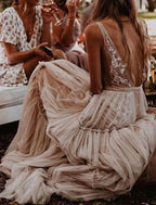 Beach Sexy V Neck Sleeveless Floor Length Tulle Bridal Gowns With  Wedding Dresses