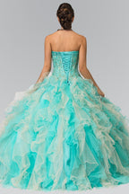 Bead Embroidered Strapless Ruffled Ballgown by Elizabeth K GL2210
