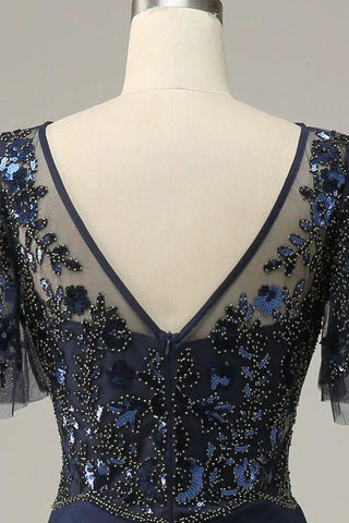 Perlenarbeit Paillettenapplikationen Kleid für die Brautmutter