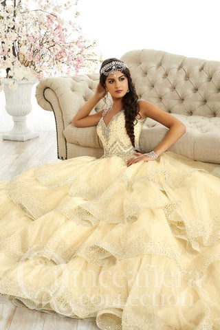 Quinceanera-Kleid mit gestuften Flügelärmeln von House of Wu 26880
