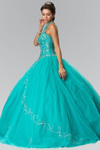 Beaded Halter Illusion Ballgown by Elizabeth K GL2348