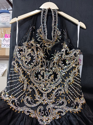 Perlenbesetztes Quinceanera-Kleid mit hohem Kragen von House of Wu 26881