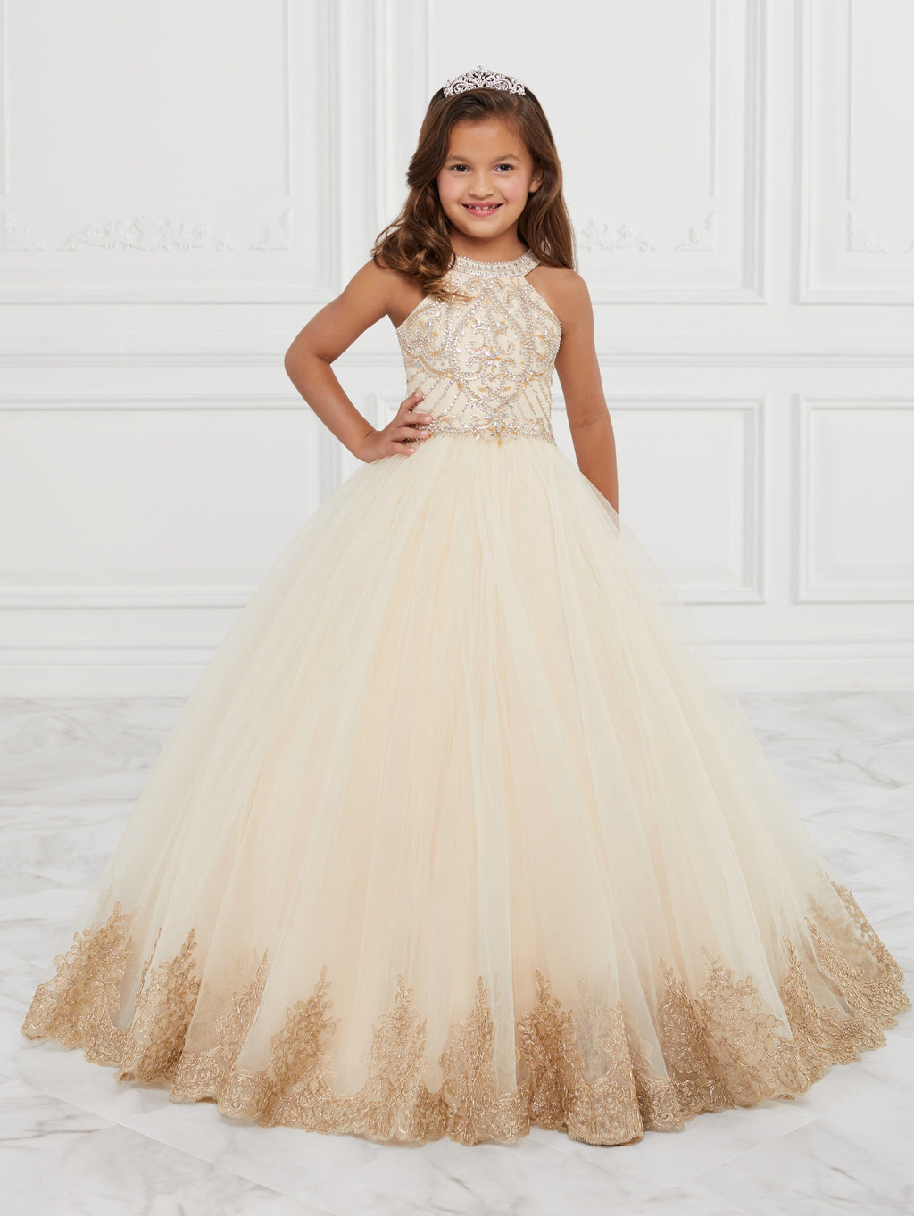 Beaded High-Neck Quinceanera Dress by House of Wu 26881