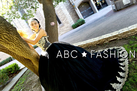 Perlenbesetztes Quinceanera-Kleid mit hohem Kragen von House of Wu 26881