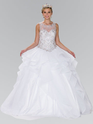 Perlenbesetztes Illusions-Ballkleid mit Bolero von Elizabeth K GL2378