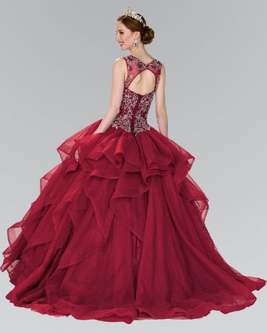 Perlenbesetztes Illusions-Ballkleid mit Bolero von Elizabeth K GL2378