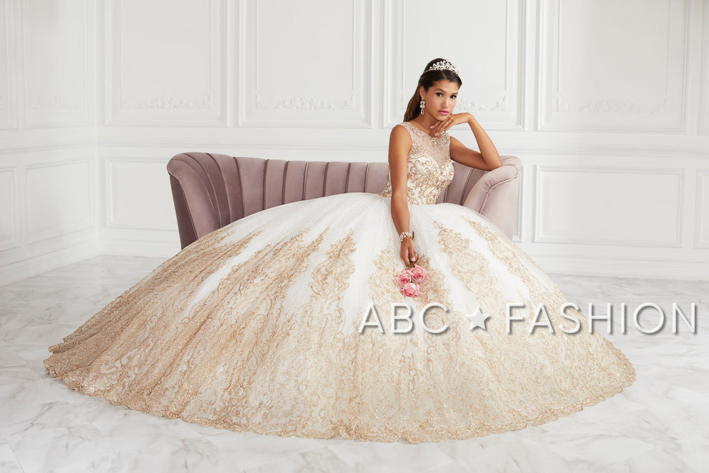 Beaded Illusion Glitter Quinceanera Dress by House of Wu 26941