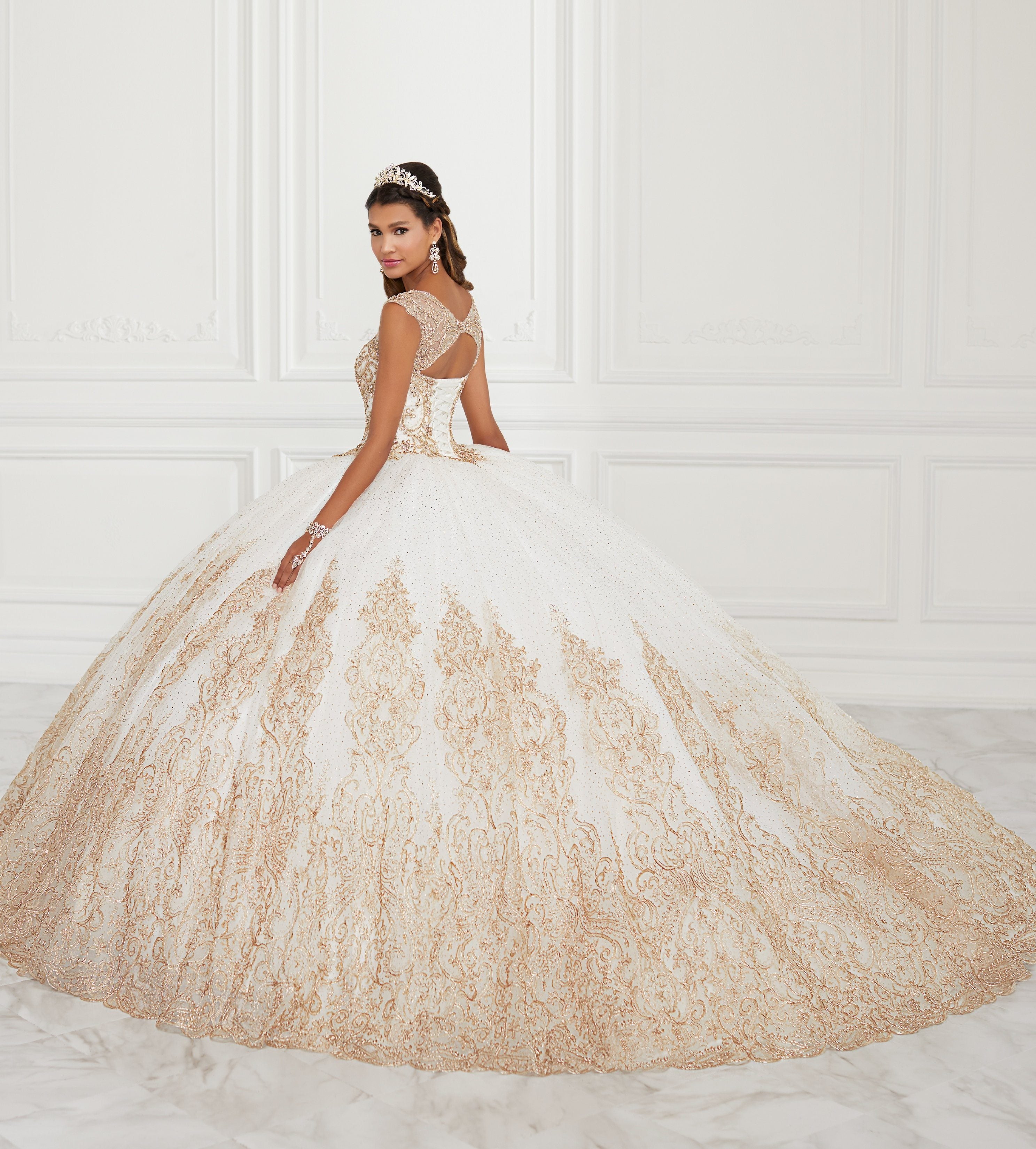 Beaded Illusion Glitter Quinceanera Dress by House of Wu 26941