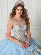 Beaded Illusion Glitter Quinceanera Dress by House of Wu 26941