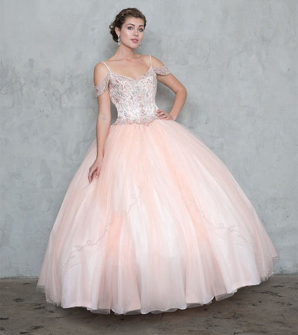 Langes, schulterfreies Kleid mit Perlen und A-Linien-Rock KY78011