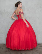 Beaded Long Cold Shoulder Dress with A-line Skirt KY78011