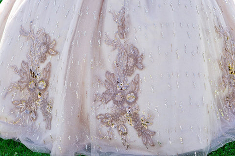 Perlenbesetztes schulterfreies Ballkleid von Cinderella Couture 8087J