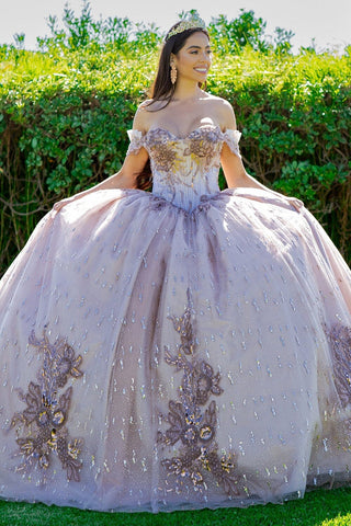 Perlenbesetztes schulterfreies Ballkleid von Cinderella Couture 8087J