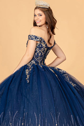 Perlenbesetztes schulterfreies Ballkleid von Elizabeth K GL3079