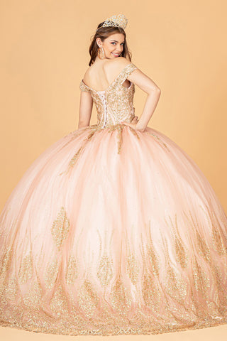 Perlenbesetztes schulterfreies Ballkleid von Elizabeth K GL3079