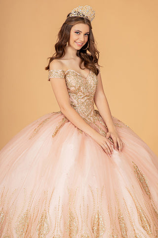 Perlenbesetztes schulterfreies Ballkleid von Elizabeth K GL3079
