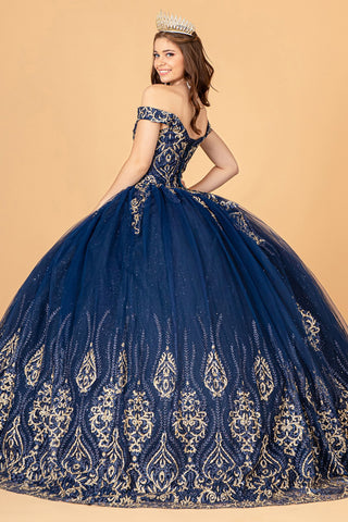 Perlenbesetztes schulterfreies Ballkleid von Elizabeth K GL3079