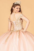 Beaded Off Shoulder Ball Gown by Elizabeth K GL3079