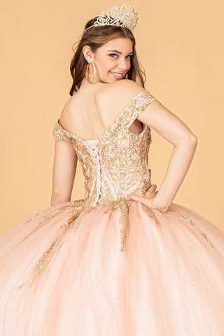 Perlenbesetztes schulterfreies Ballkleid von Elizabeth K GL3079