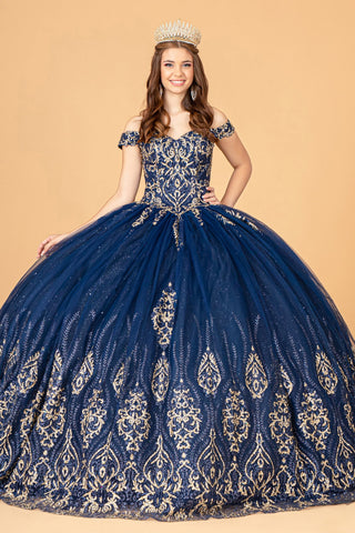 Perlenbesetztes schulterfreies Ballkleid von Elizabeth K GL3079