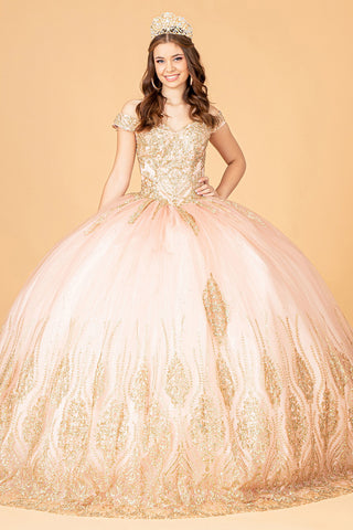 Perlenbesetztes schulterfreies Ballkleid von Elizabeth K GL3079