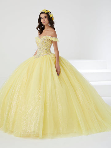 Perlenbesetztes schulterfreies Quinceanera-Kleid von Fiesta Gowns 56460