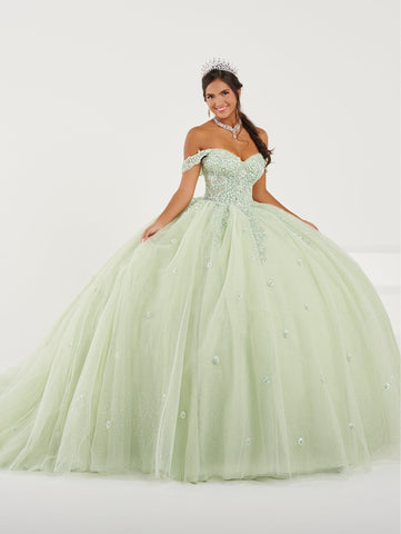 Perlenbesetztes schulterfreies Quinceanera-Kleid von Fiesta Gowns 56490