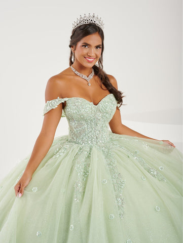 Perlenbesetztes schulterfreies Quinceanera-Kleid von Fiesta Gowns 56490