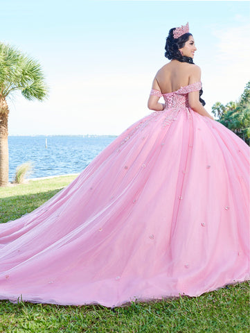 Perlenbesetztes schulterfreies Quinceanera-Kleid von Fiesta Gowns 56490