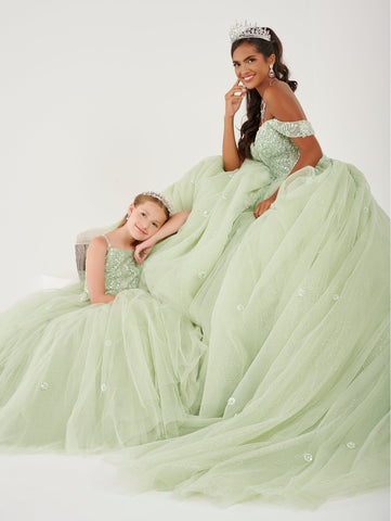 Perlenbesetztes schulterfreies Quinceanera-Kleid von Fiesta Gowns 56490