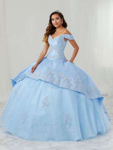 Perlenbesetztes schulterfreies Quinceanera-Kleid von LA Glitter 24086