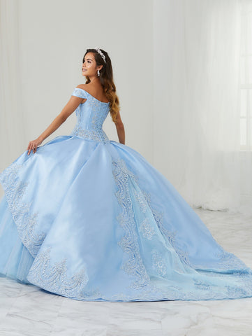 Perlenbesetztes schulterfreies Quinceanera-Kleid von LA Glitter 24086