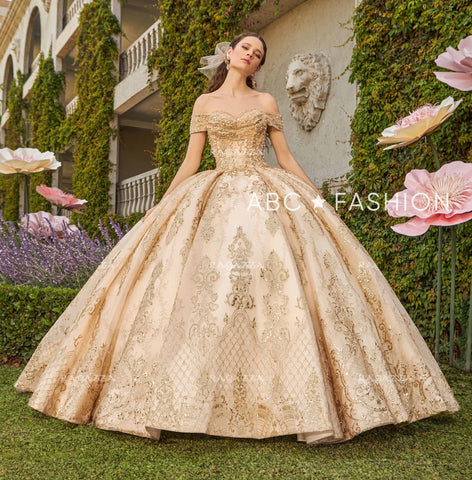 Perlenbesetztes schulterfreies Quinceanera-Kleid von Ragazza EV39-639