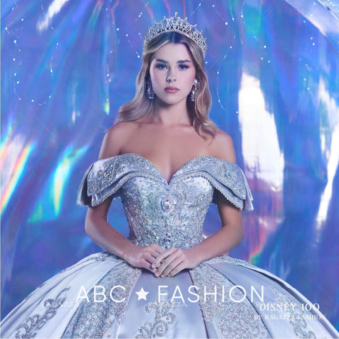 Vestido de quinceanera com contas e ombros à mostra da Ragazza EV40-640