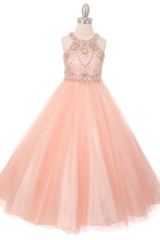 Perlenbesetztes ärmelloses Ballkleid von Cinderella Couture 5027