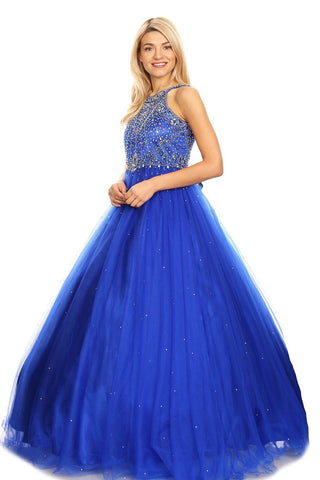 Perlenbesetztes ärmelloses Ballkleid von Cinderella Couture 5027