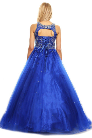 Perlenbesetztes ärmelloses Ballkleid von Cinderella Couture 5027