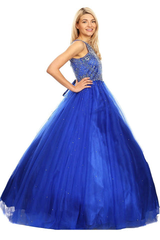 Perlenbesetztes ärmelloses Ballkleid von Cinderella Couture 5027