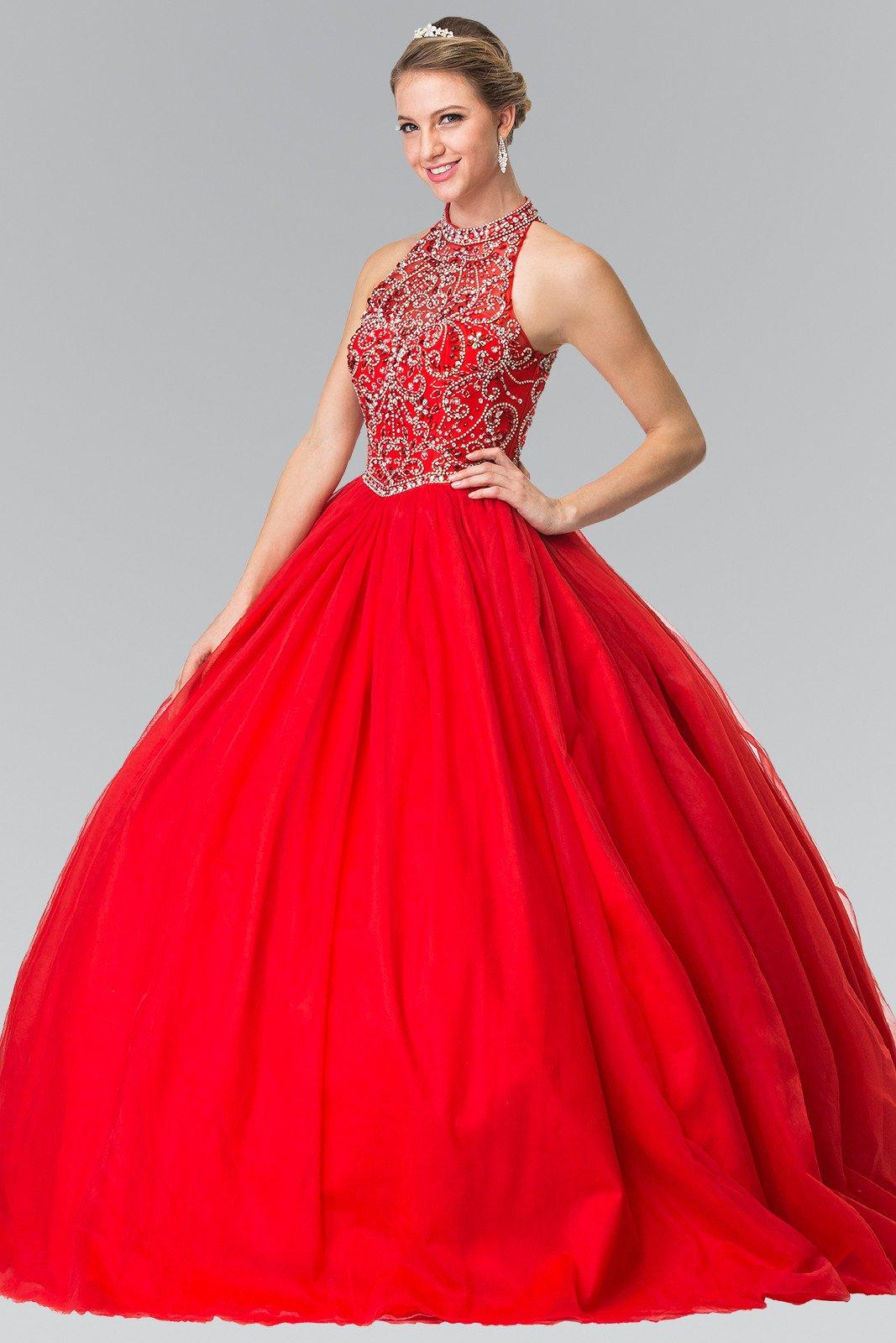 Beaded Sleeveless Illusion Ballgown by Elizabeth K GL2206