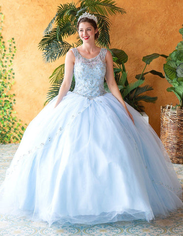Perlenbesetztes Illusions-Quinceanera-Kleid von Calla KY77621