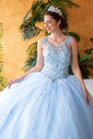 Perlenbesetztes Illusions-Quinceanera-Kleid von Calla KY77621