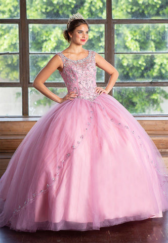 Perlenbesetztes Illusions-Quinceanera-Kleid von Calla KY77621
