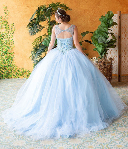 Perlenbesetztes Illusions-Quinceanera-Kleid von Calla KY77621
